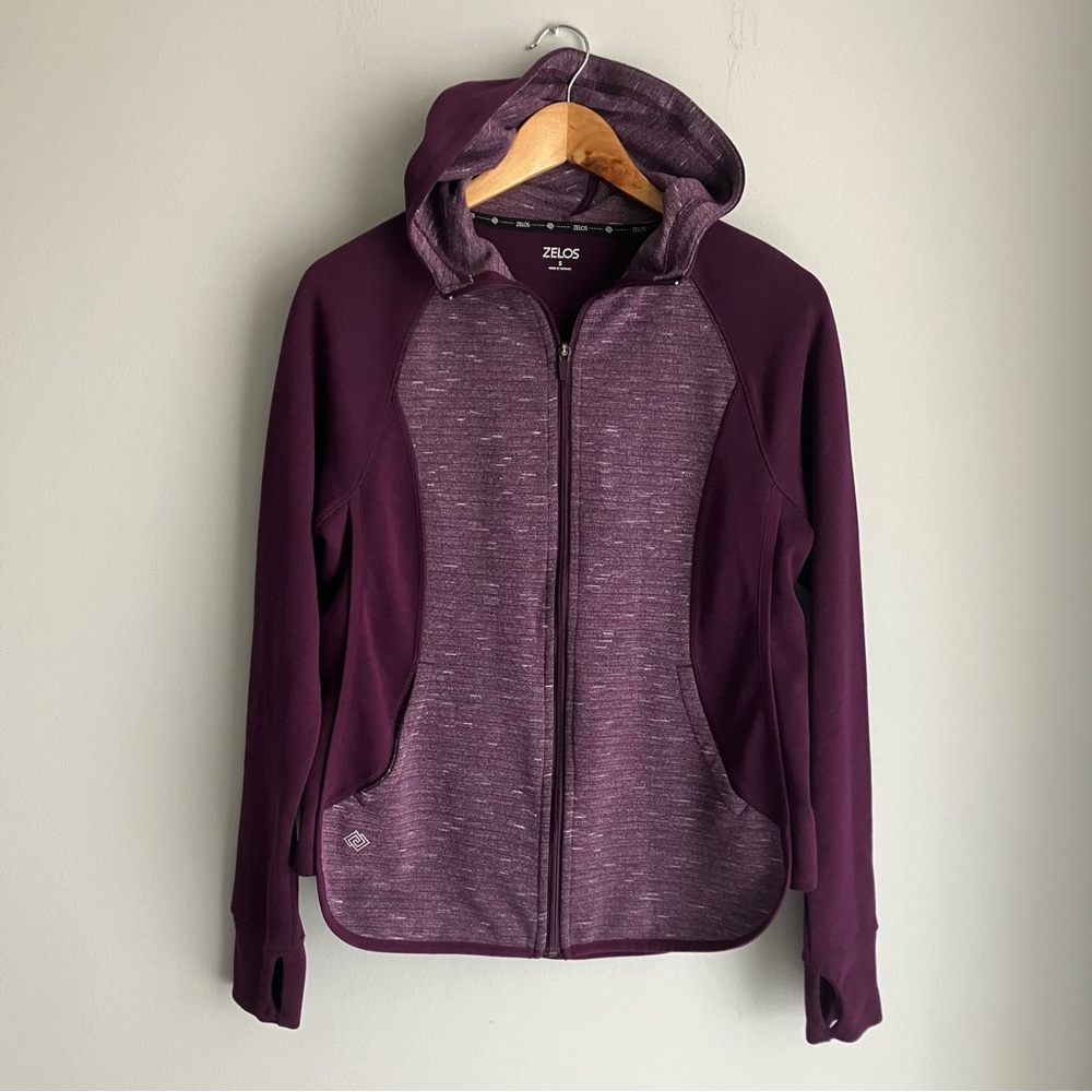 Zelos Women’s Small Plum Purple Full Zip Athletic Hoodie Thumbholes Activewear